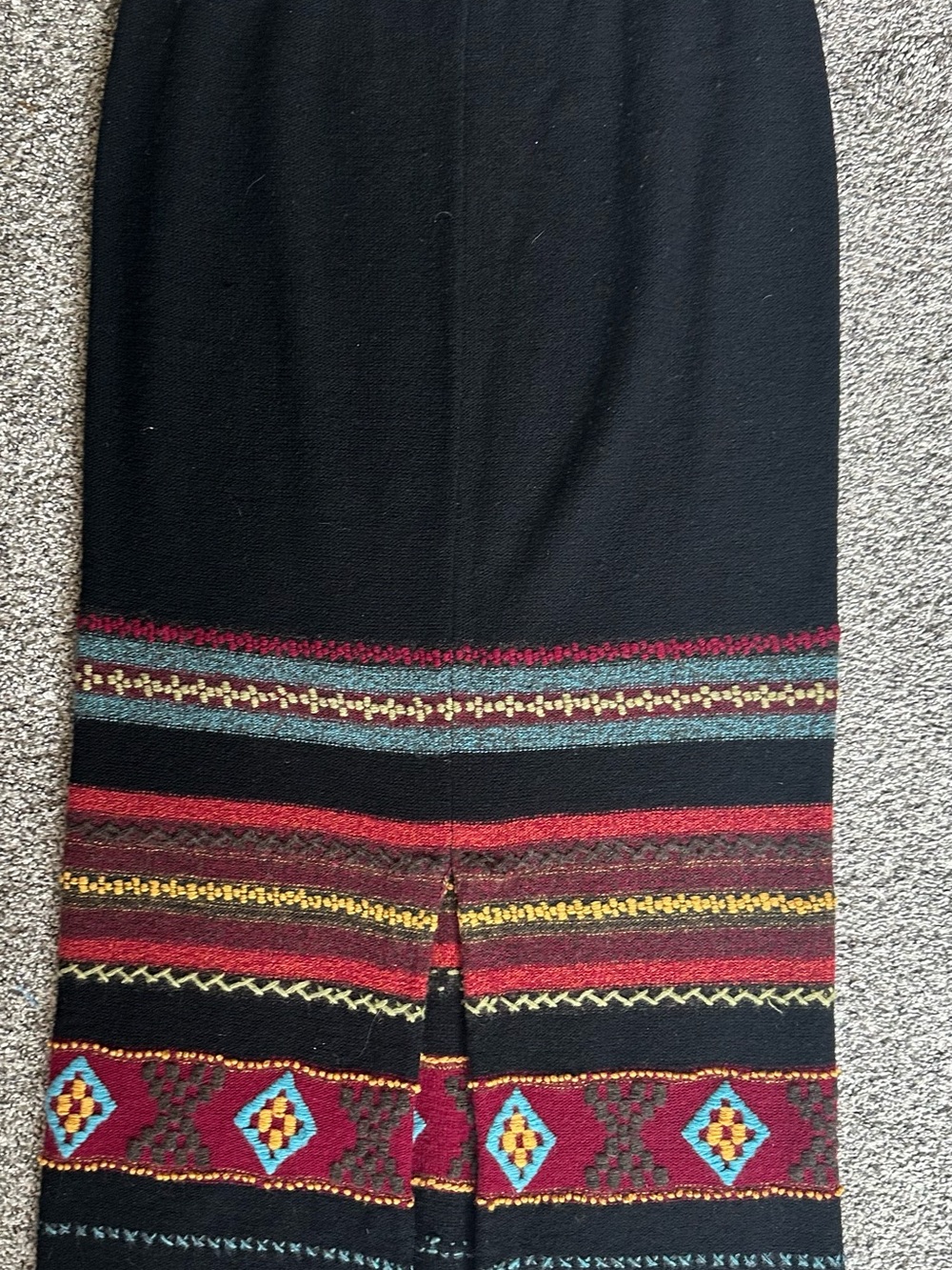 Double D Black Maxi Skirt with Multicolor Embroidered Hem - Picture 3 of 3